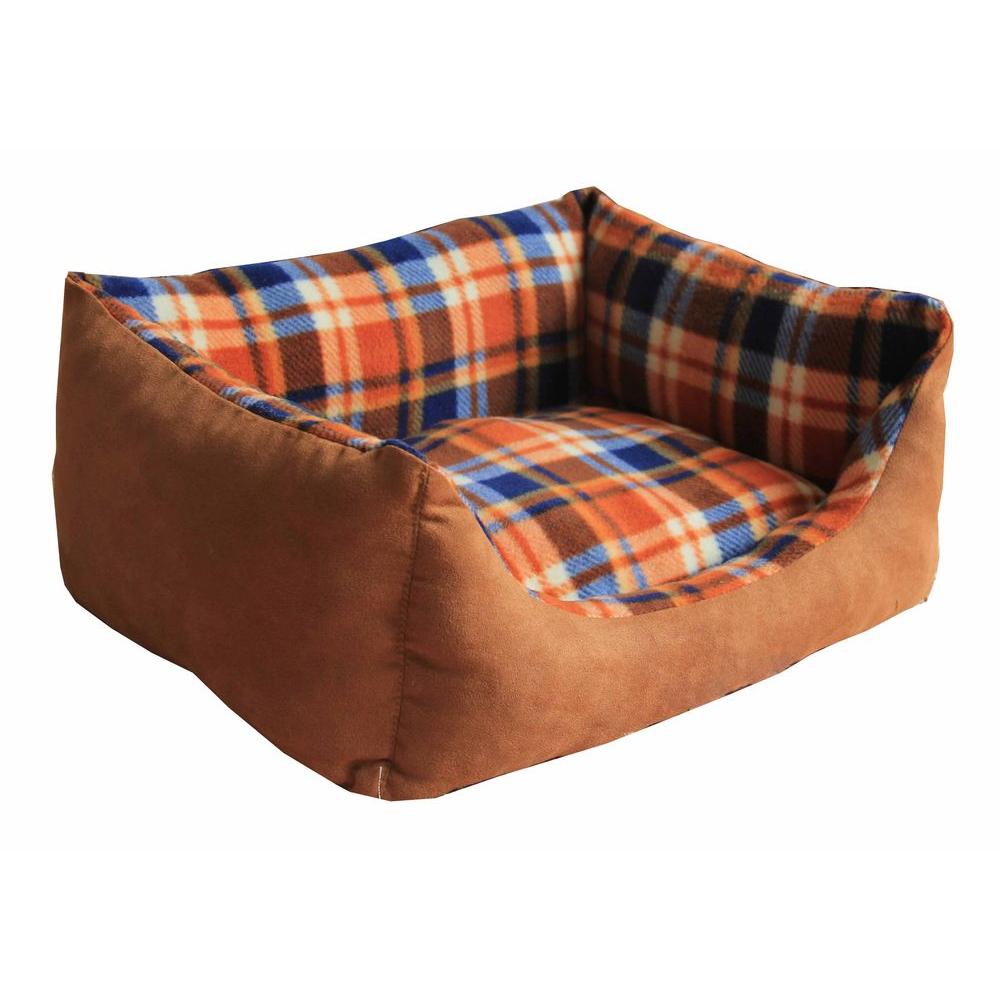 PET LIFE Rectangular Medium Light Brown Plaid BedPB2MCMD The Home Depot