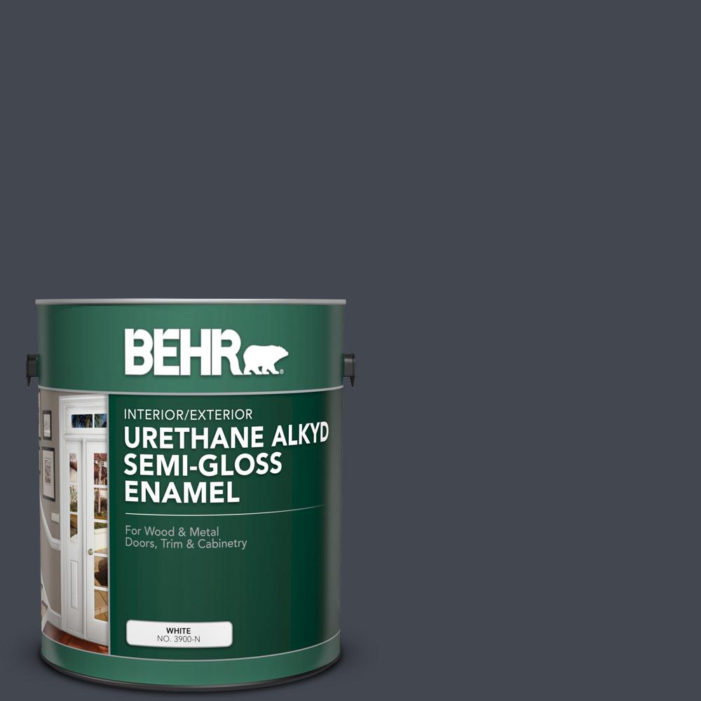 Behr 1 Gal N490 7 Ink Black Urethane Alkyd Semi Gloss Enamel Behr 1 Gal N490 7 Ink Black Urethane