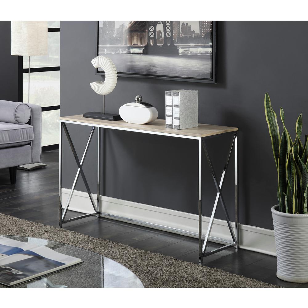 Convenience Concepts Belaire Chrome And Weathered White Console Convenience Concepts Belaire Chrome And