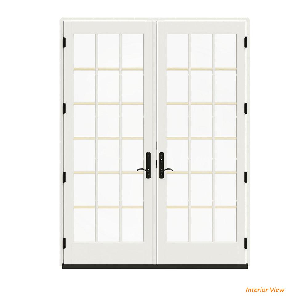 Jeld Wen 72 In X 96 W 4500 Black Clad Wood 18 Lite Inswing W 4500 Black Clad Wood 18 Lite Inswing French Patio Door White Paint Interior