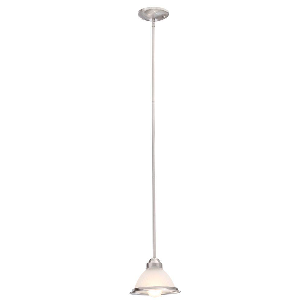 Commercial Electric Halophane 1 Light Brushed Nickel Mini Pendant With Frosted Ribbed Glass Shade Ghr8991al Bn The Home Depot - Commercial Electric Pendant Lights Commercial Electric Halophane 1 Light Brushed Nickel Mini Pendant With Frosted Ribbed Glass Shade Ghr8991al Bn The Home Depot - Commercial Electric Pendant Lights