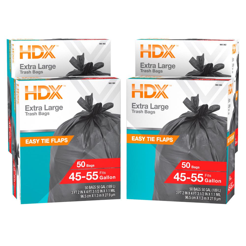 HDX 50 Gallon Wave Cut Extra Large Trash Bags (200-Count)-HD50WCE050B ...