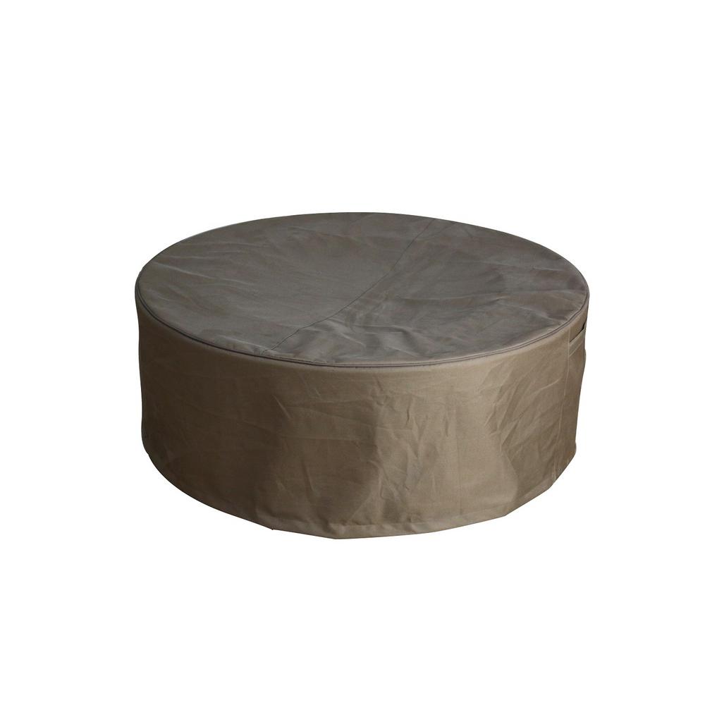 Elementi Columbia 42 In X 16 5 Khaki Round Waterproof Canvas Khaki Round Waterproof Canvas Outdoor Fire Pit Table Cover