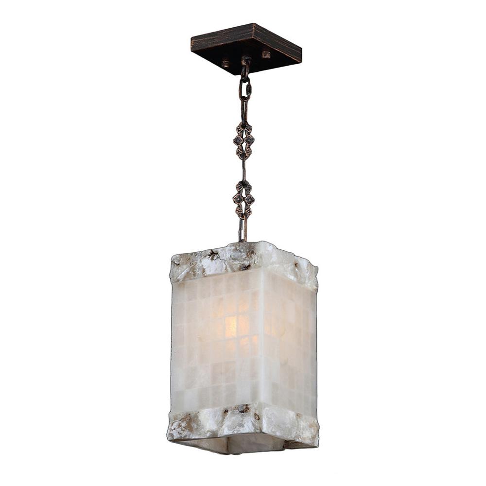Worldwide Lighting Clearance Pendant Lights The Pompeii 1 Light Flemish Br Natural Quartz Mini Pendant Square