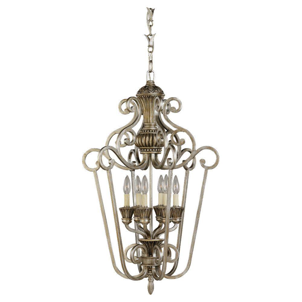 Pewter Pendant Lights Lighting The Home Depot Highlands 6 Light Palladium Hall Foyer Pendant