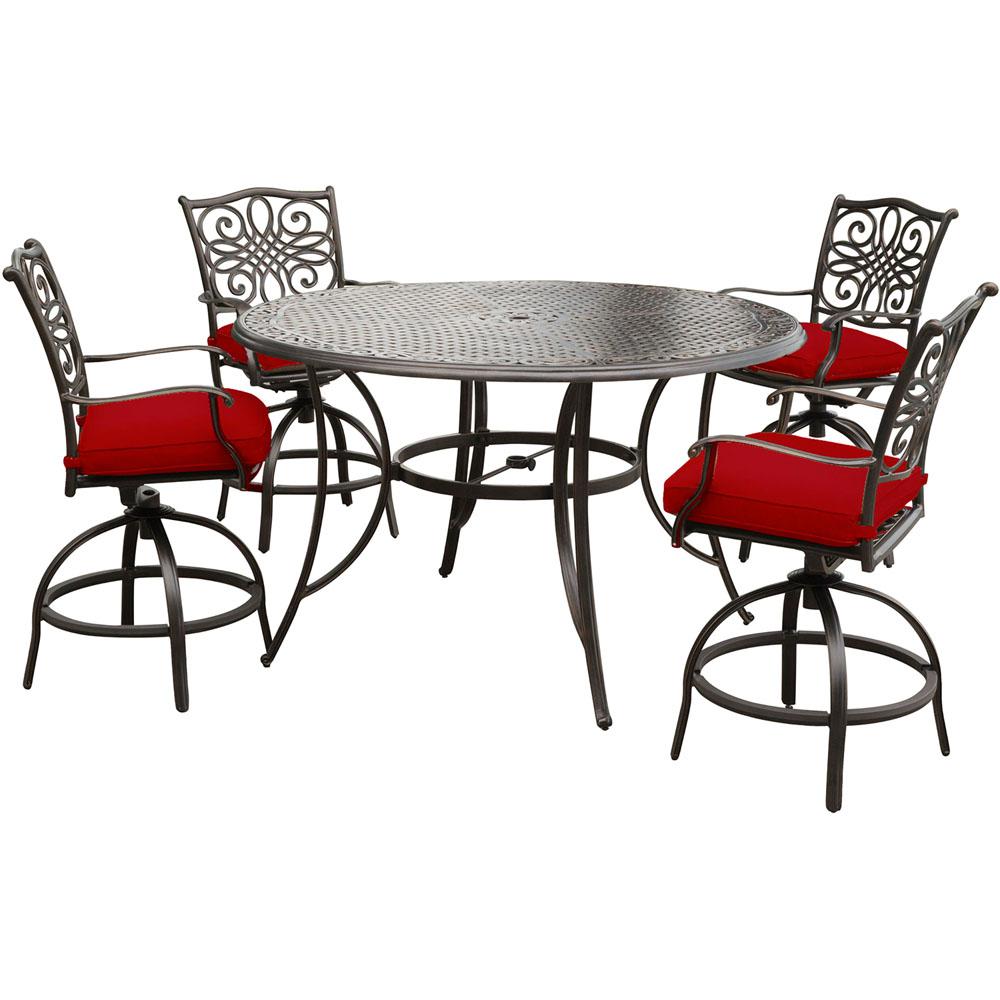 Hanover Traditions 5 Piece Aluminum Outdoor Bar Height Dining Set