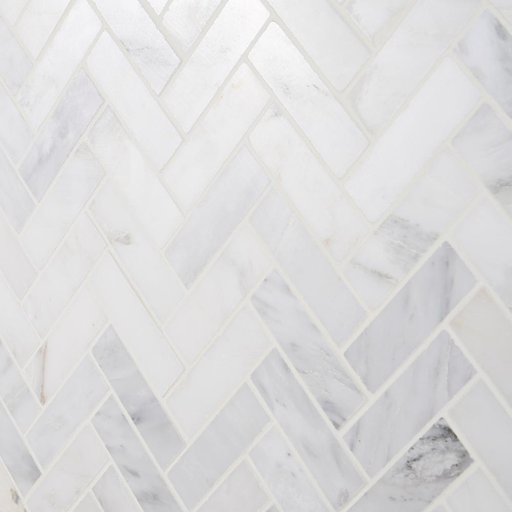 Splashback Tile ORIENTAL HERRINGBONE Oriental Sculpture Herringbone 12 x 8mm Marble Mosaic Floor and Wall Tile