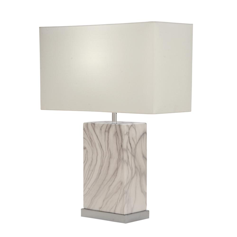 Litton Lane 23 In Decorative Rectangular White And Silver Ceramic Decorative Rectangular White And Silver Ceramic Table Lamp