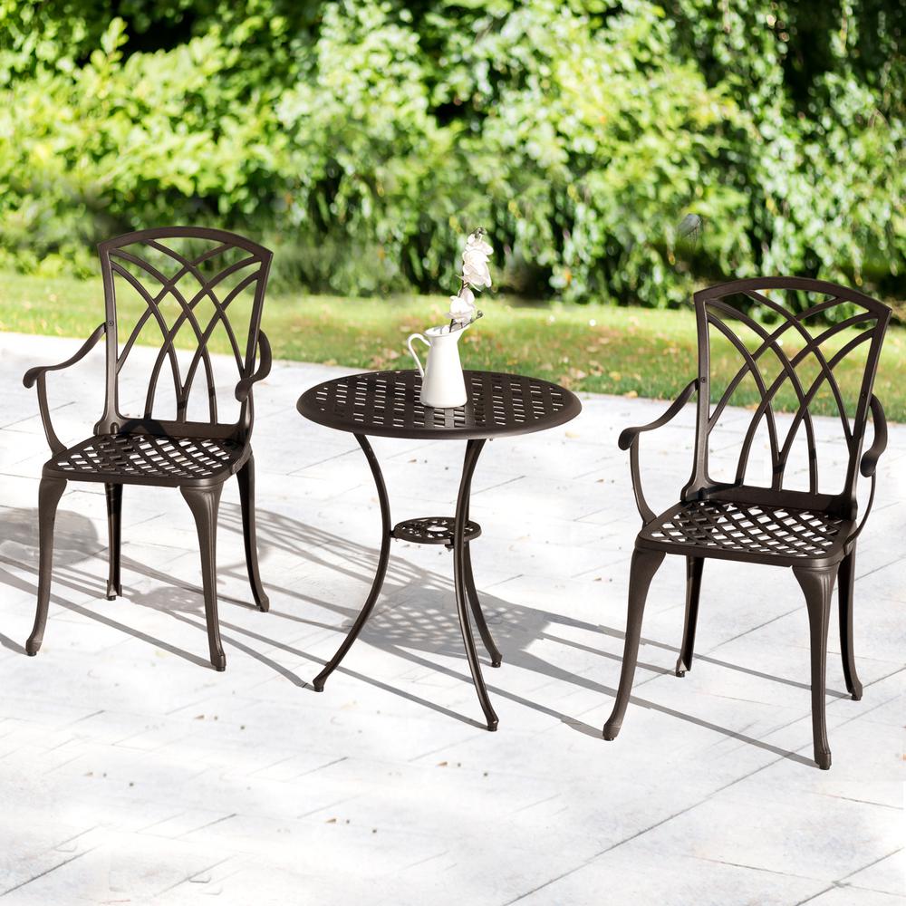 Nuu Garden Antique Bronze 3 Piece Cast Aluminum Rust Proof Outdoor Nuu Garden Antique Bronze 3 Piece Cast