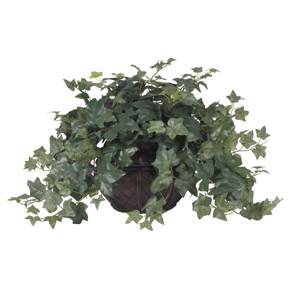 Nearly Natural 18 in. H Green Puff Ivy with Vase Silk Plant6635 The Home Depot
