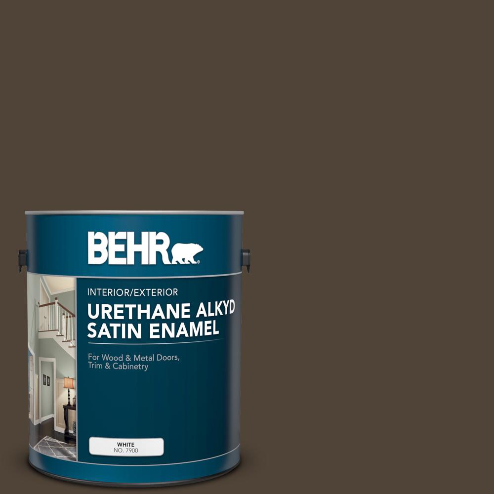 Behr 1 Gal 790b 7 Bitter Chocolate Urethane Alkyd Satin Enamel Interior Exterior Paint 793001 The Home Depot