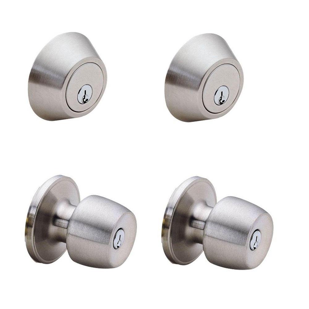 Door Hardware Combo Packs: Defiant Building Materials Brandywine Single Cylinder Stainless Steel Deadbolt Entry Knob B86L1D