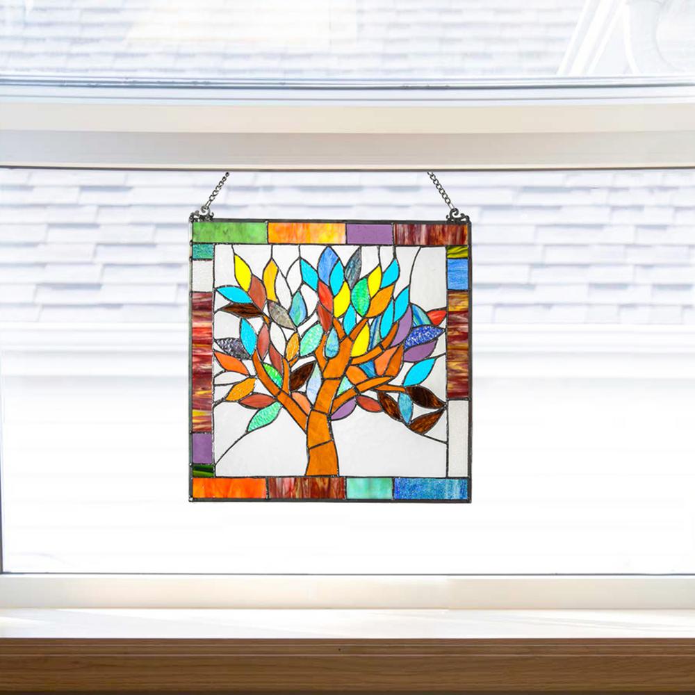 Stunning HANDMADE ! LARGE MULTI COLORED 14 INCH STAINED GLASS CRUCIFIX !