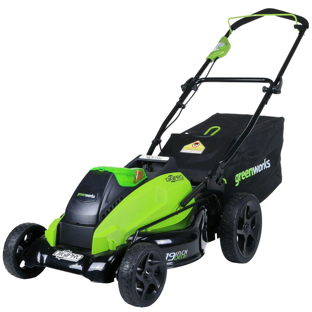 Greenworks Push Lawn Mowers The Home Depot Digi Pro Gmax 19 In 40 Volt Brushless Cordless Battery Walk Behind Push