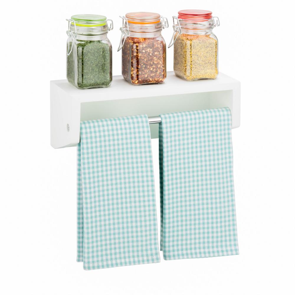 Honey Can Do 11 81 In W X 4 53 D White Decorative Wall Shelf With Chrome Hanging Bar Honey Can Do 11 81 In W X 4 53 D White Decorative Wall Shelf With Chrome Hanging Bar