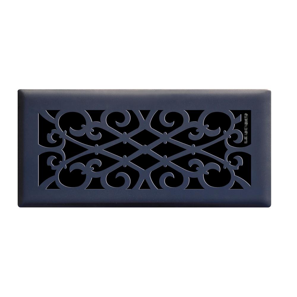 4 In X 10 Elegant Scroll Floor Register Matte Black