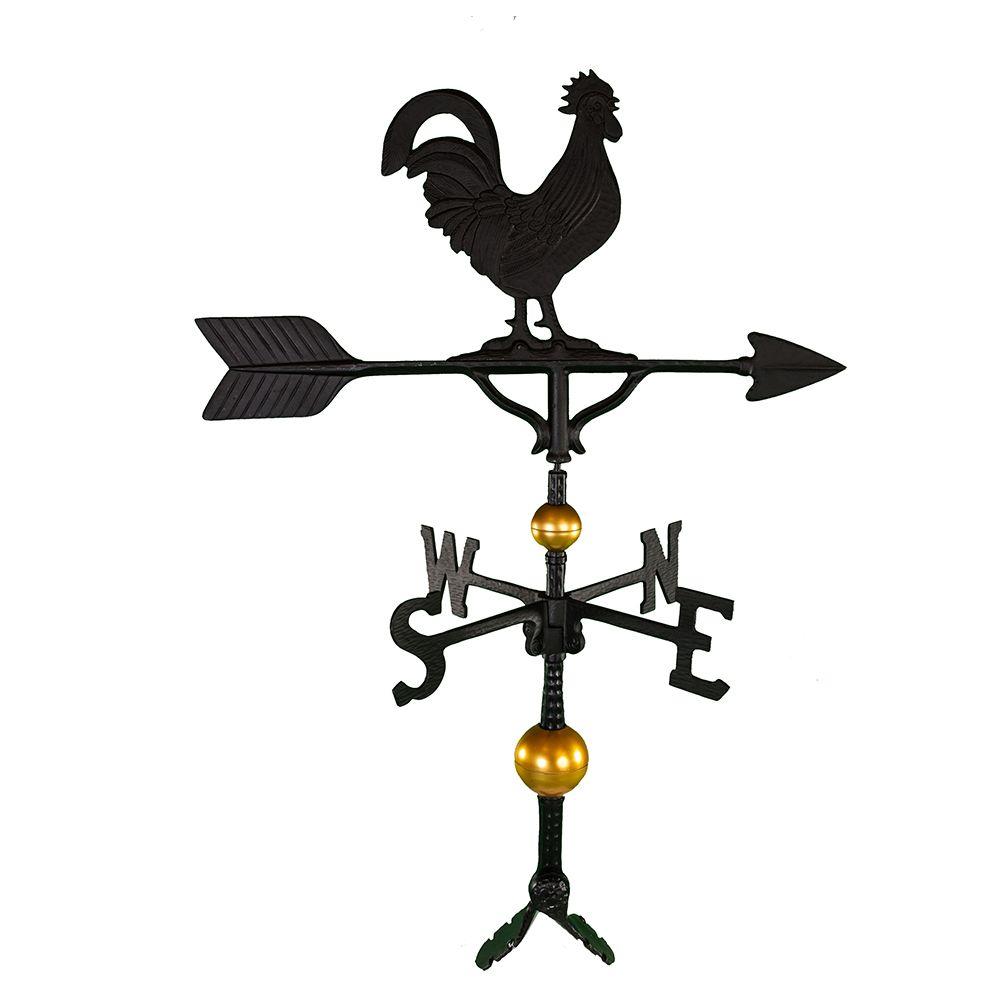 Montague Metal Products 32 In Deluxe Black Rooster Weathervane Wv Deluxe Black Rooster Weathervane