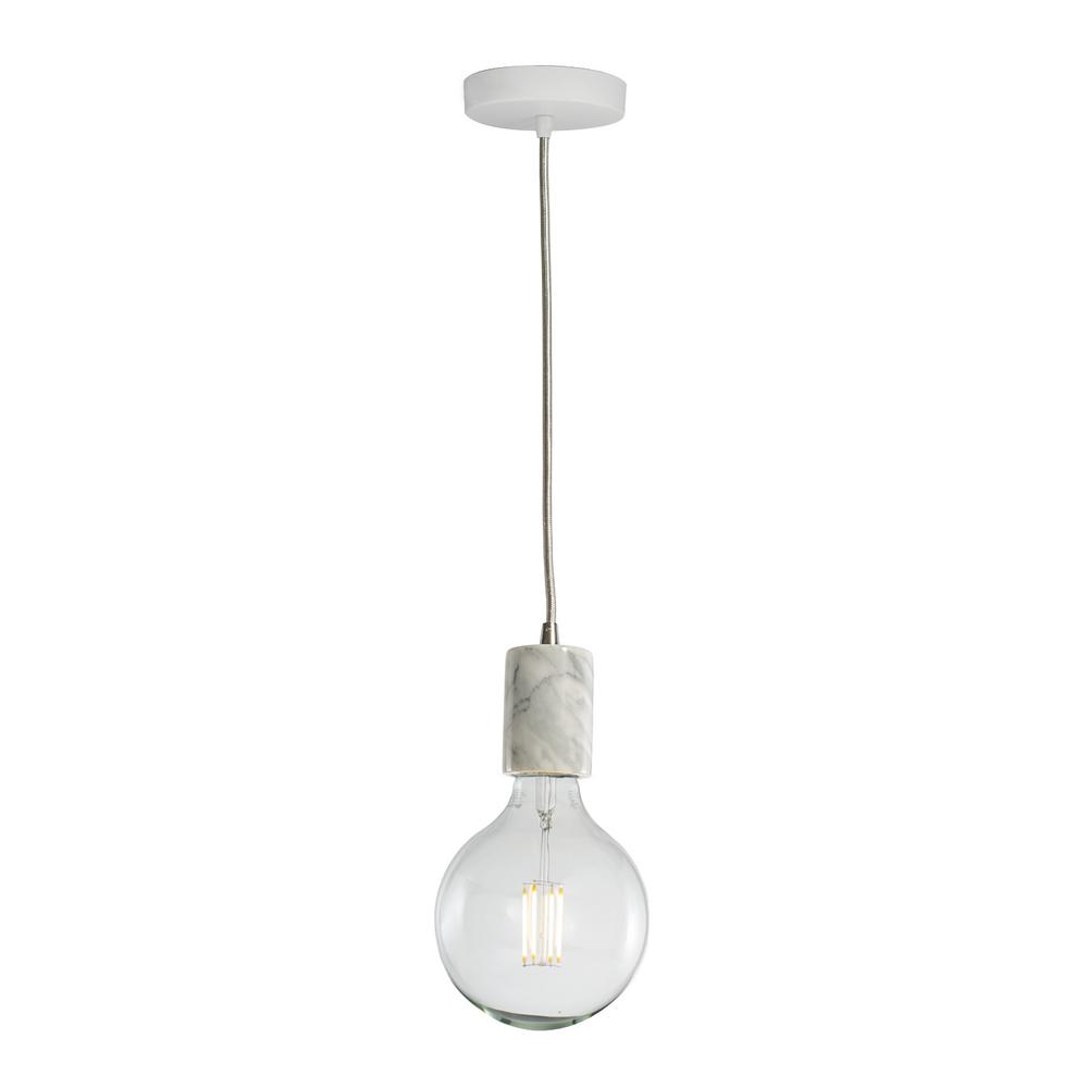 Bulbrite 1 Light White Natural Marble Pendant Socket And Canopy With Led 7w G40 Filament Bulb 810105 The Home Depot - Pendant Light Canopy Home Depot Bulbrite 1 Light White Natural Marble Pendant Socket And Canopy With Led 7w G40 Filament Bulb 810105 The Home Depot - Pendant Light Canopy Home Depot