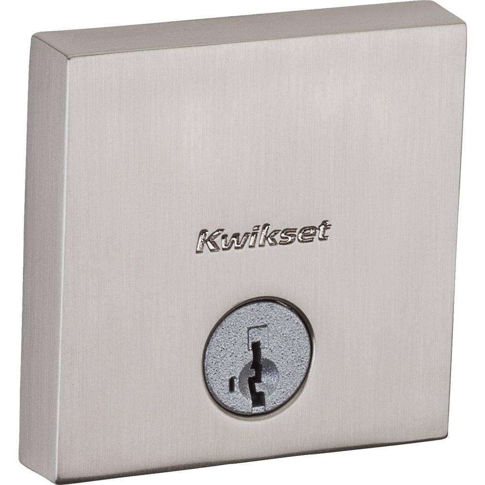 Kwikset Downtown Low Profile Satin Nickel Single Cylinder Square ...