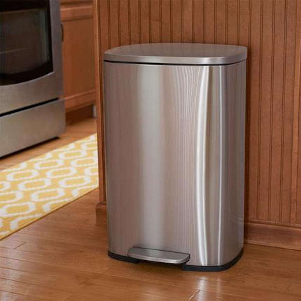 household-essentials-50l-13-gal-rectangular-stainless-steel-trash-can-large-kitchen-trash-can