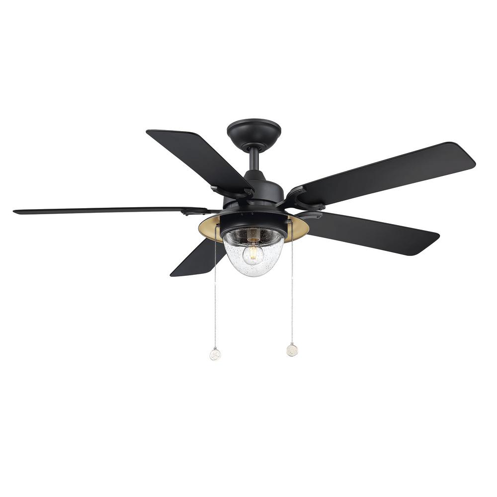 Home Decorators Collection Hanahan 52 In Led Outdoor Textured Black Ceiling Fan With Light Kit