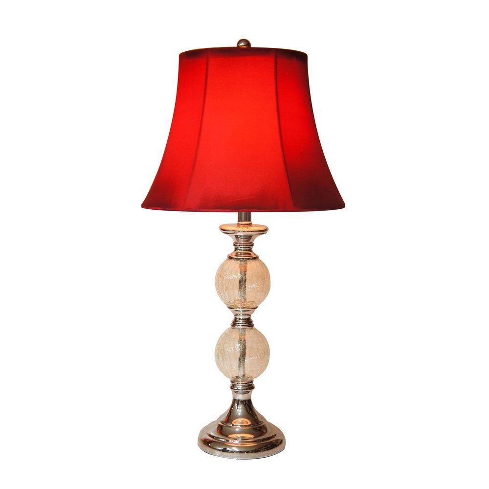 Hampton Bay Mix And Match Chrome Glass Orb Table Lamp With Burdy Round Bell Shade