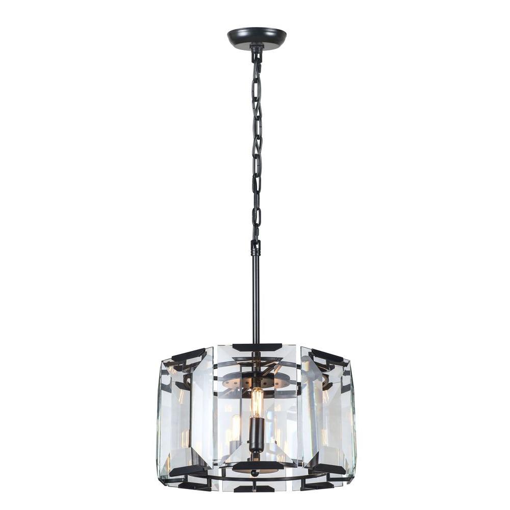 Monaco 4 Light Flat Black Matte Gl Crystal Clear Pendant Monaco 4 Light Flat Black Matte Gl Crystal Clear Pendant