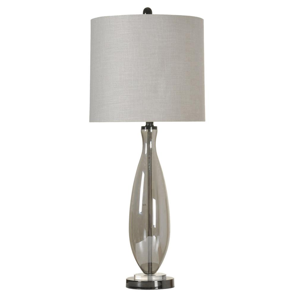 Stylecraft 33 5 In Black Nickel Table Lamp With White Hardback Fabric Shade