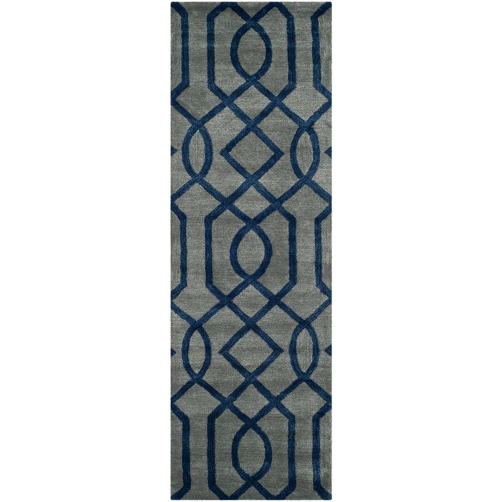 Safavieh Soho Grey Dark Blue 3 Ft X 8 Runner Rug Soh411a 28 Safavieh Soho Grey Dark Blue 3 Ft X 8 Runner Rug