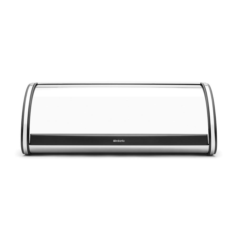 Brabantia Roll Top Bread Box, Brilliant Steel Black Sides