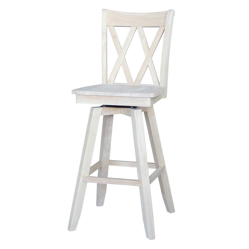 International Concepts Double X Back 30 In Unfinished Wood Swivel Bar Stool S 203sw The Home 