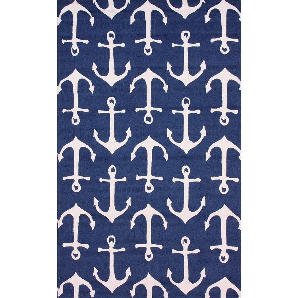 nuLOOM Nautical Anchors Navy 5 ft. x 8 ft. Indoor/Outdoor Area Rug