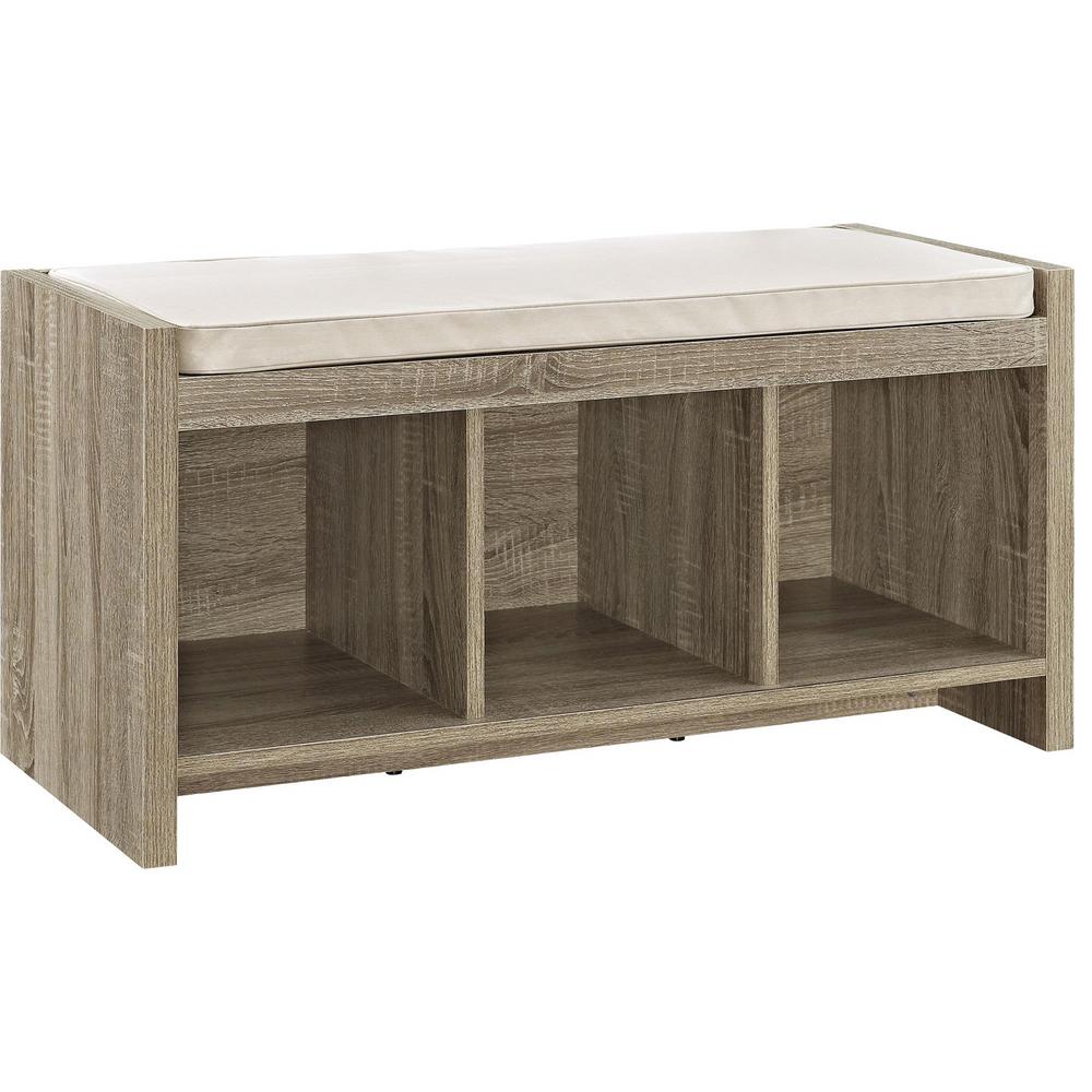 Ameriwood Pebblebrook Weathered Oak Entryway Storage Bench
