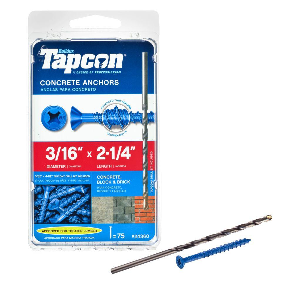 Tapcon 3/16 in. x 21/4 in. PhillipsFlatHead Concrete Anchors (75