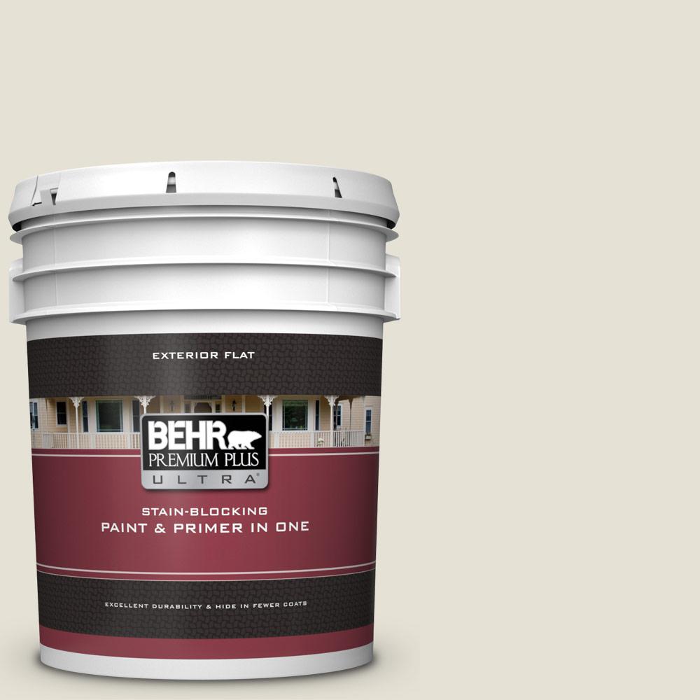 BEHR Premium Plus Ultra 5 gal. MQ313 Crisp Linen Flat Exterior Paint