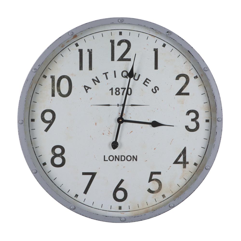 Yosemite Home Decor 16 in. Square MDF Wall Clock in Distressed White