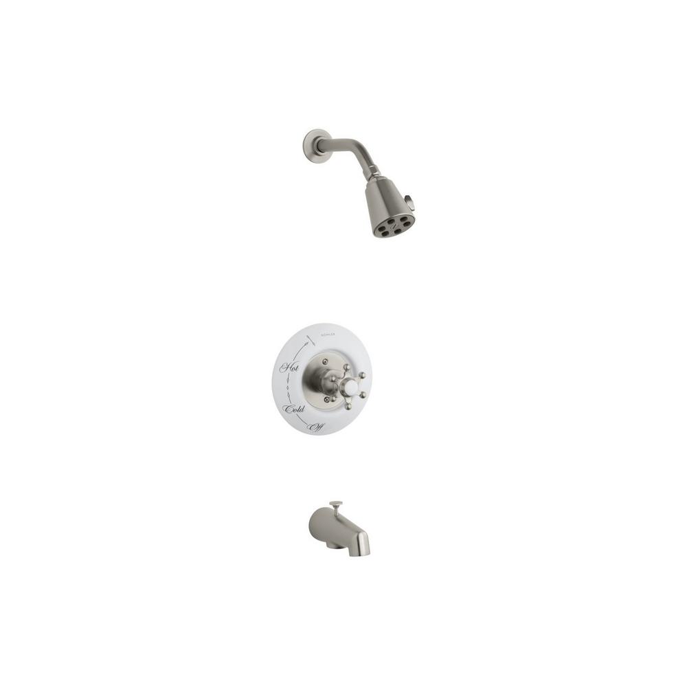 KOHLER Antique 1-Handle 1-Spray 2.5 GPM Tub and Shower Faucet w/6-Prong Handle in Vibrant Brushed Nickel (Valve Not Included) was $1570.59 now $785.3 (50.0% off)