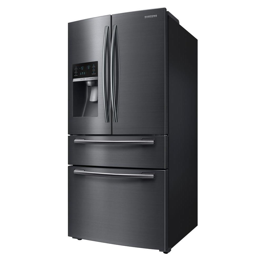 Samsung 33 in. W 24.73 cu. ft. French Door Refrigerator in Black 33 Inch Refrigerator Stainless Steel
