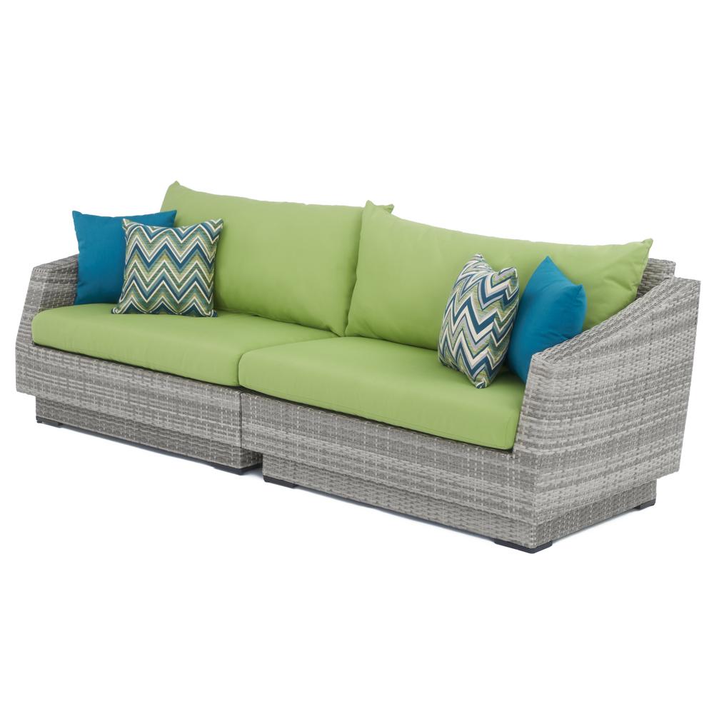 Rst Brands Cannes 2 Piece All Weather Wicker Patio Sofa With Sunbrella Ginkgo Green Cushions Op Pesof Cns Gnk K The Home Depot