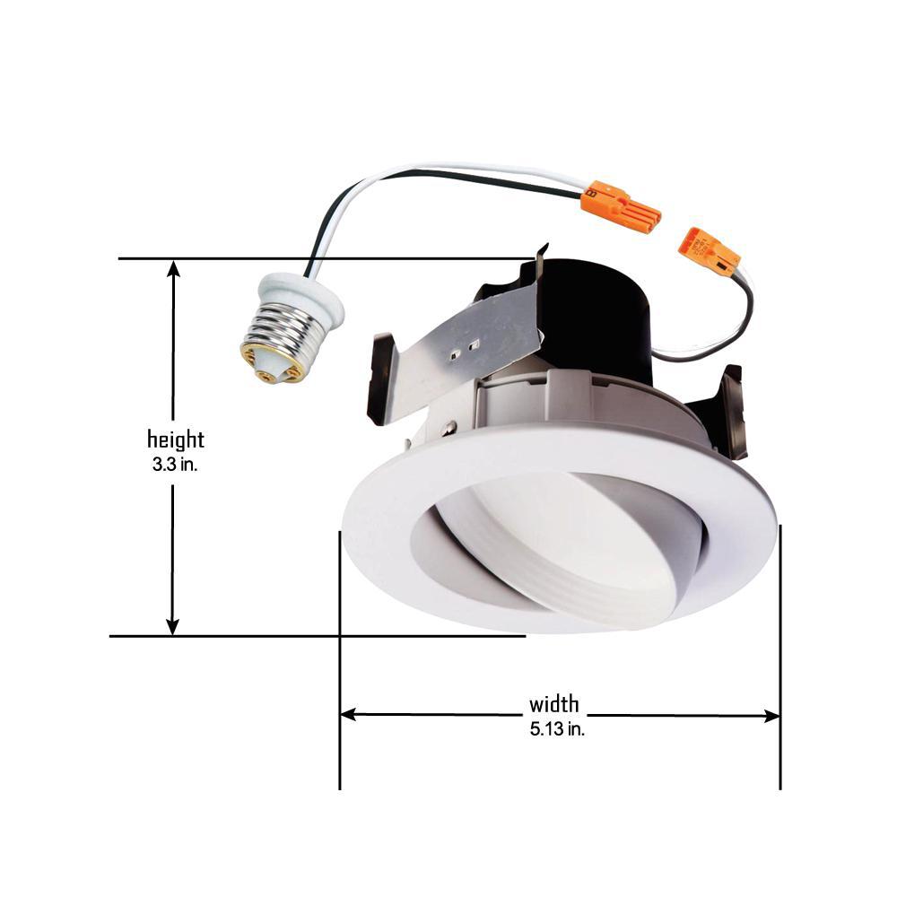 White Color Selectable HALO HLA 4 in HLA406FL9FS1EMWR Canless Recessed Narrow Beam Adjustable Gimbal Trim Integrated LED Kit 2700K-5000K