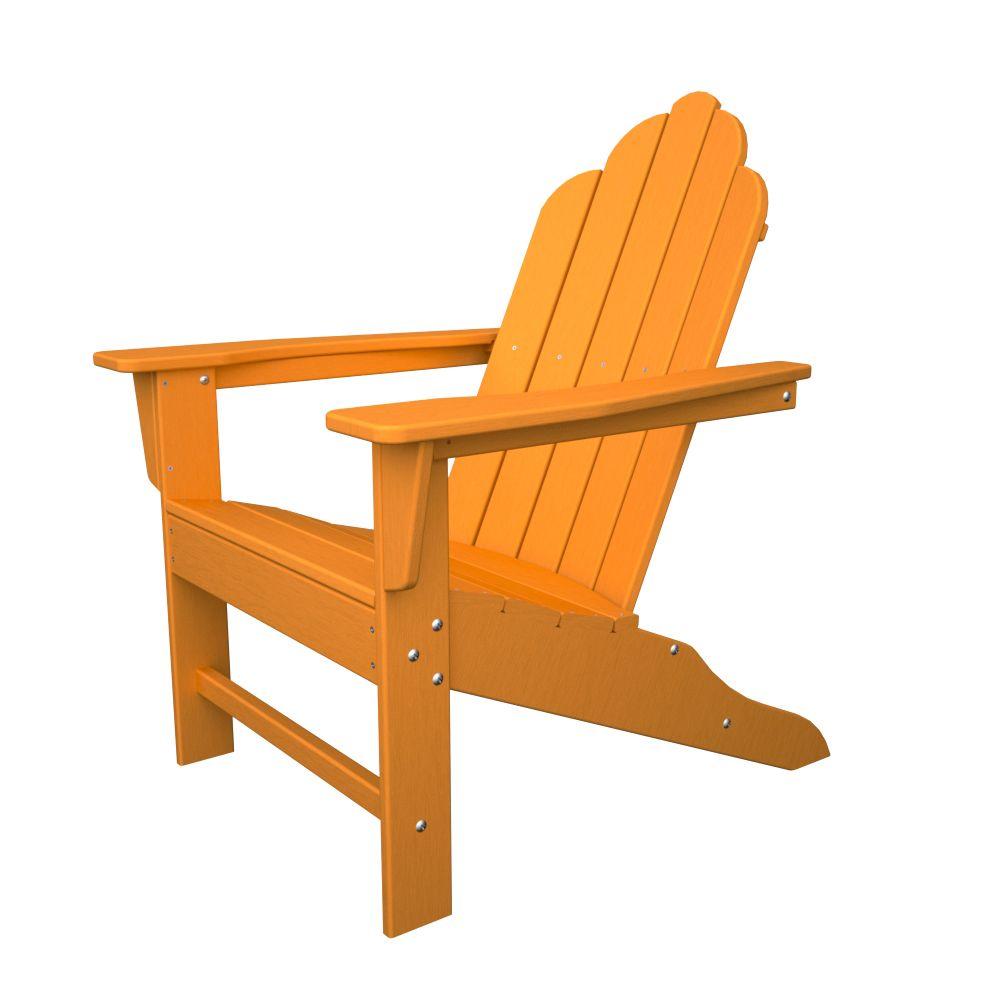 Polywood Long Island Tangerine Plastic Patio Adirondack Chair