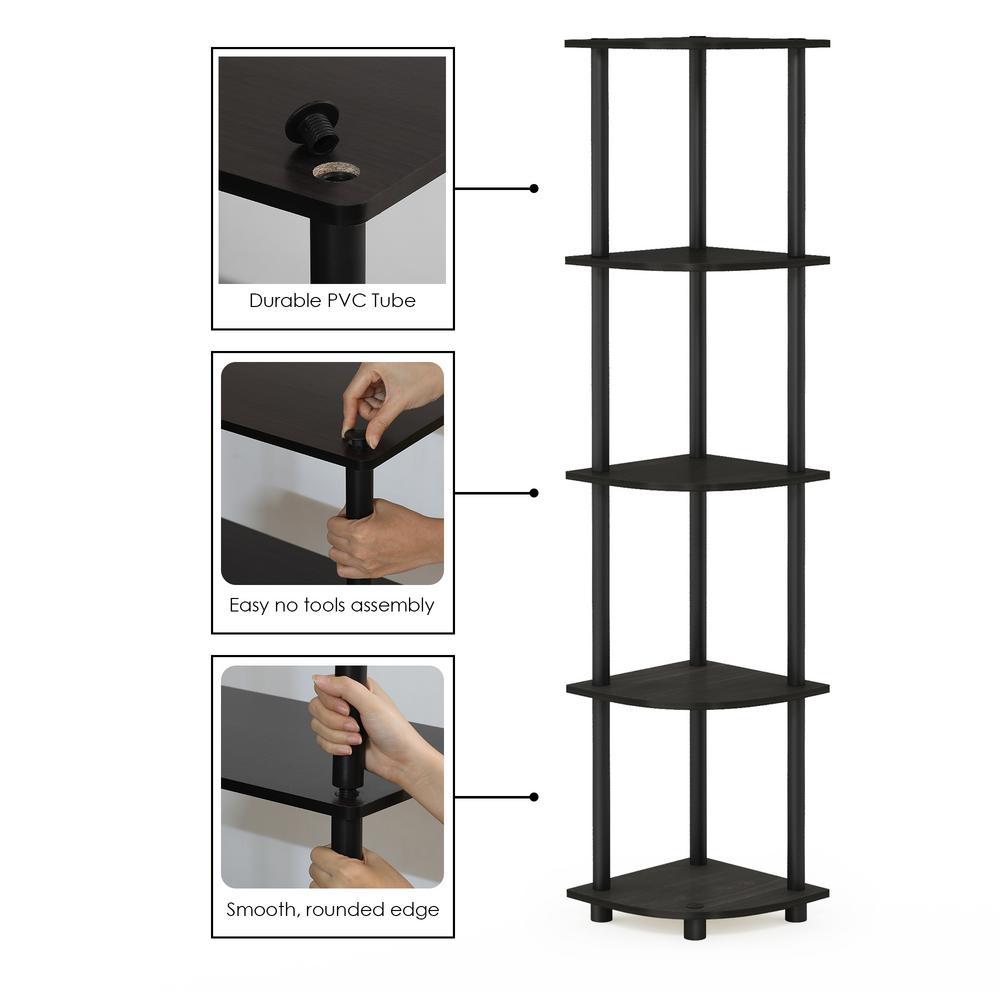 Espresso//Black Turn-N-Tube 5 Tier Corner Shelf