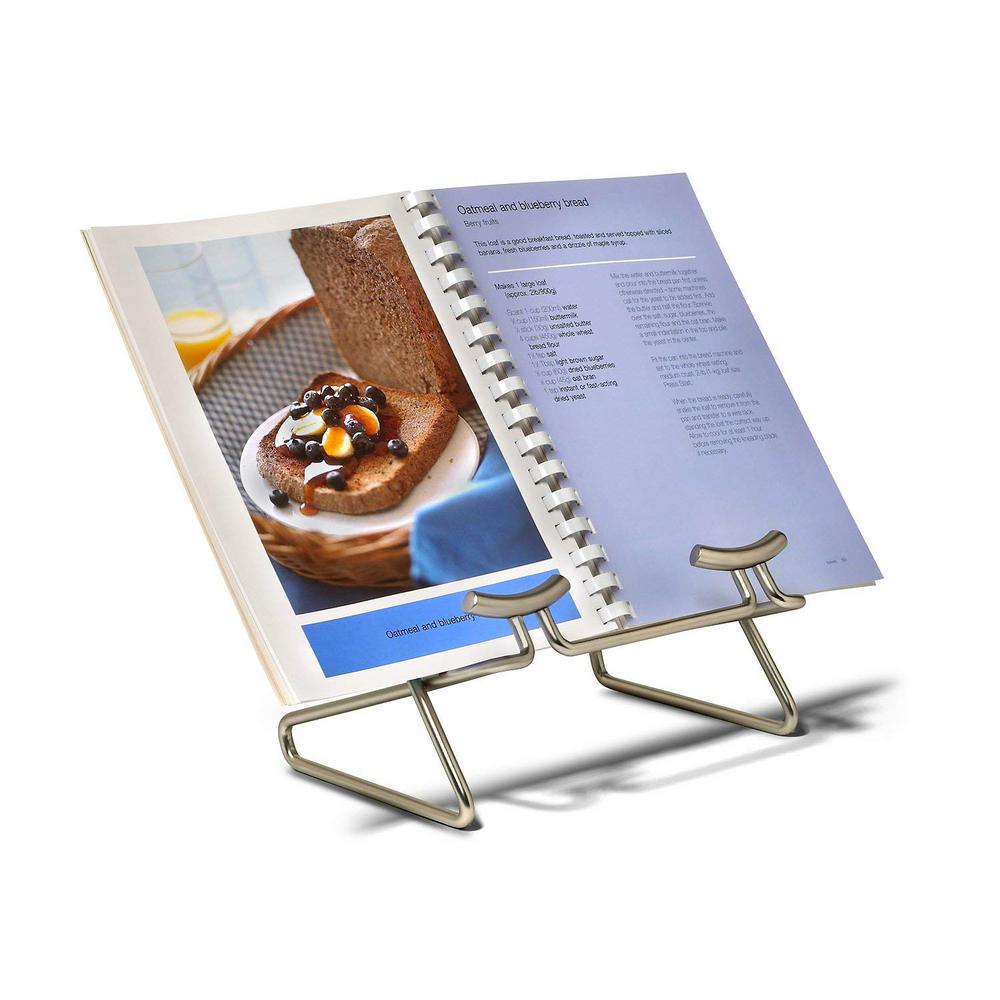 Metal Square Cook Book Stand Rack Recipe Silver Holder Kitchen Display Rest