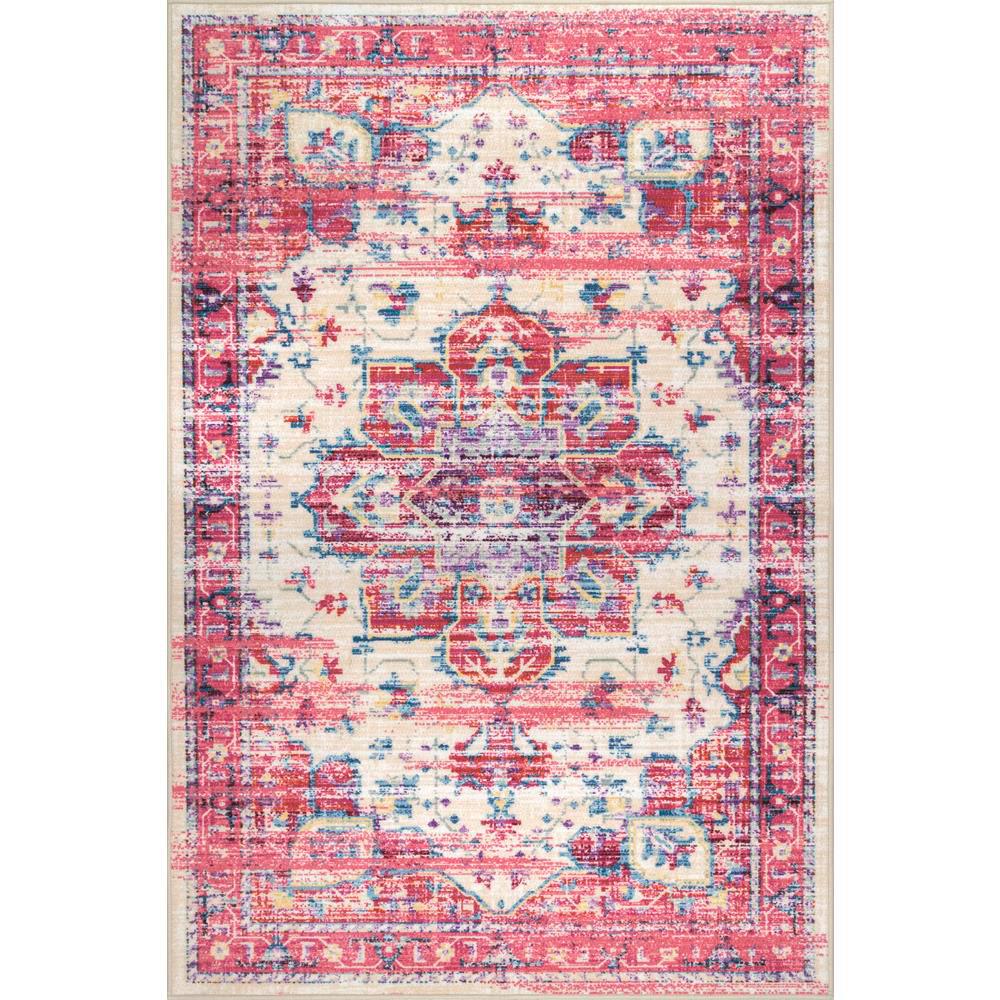 nuLOOM Vintage Medallion Krista Pink 5 ft. x 8 ft. Area RugMCOD01A508