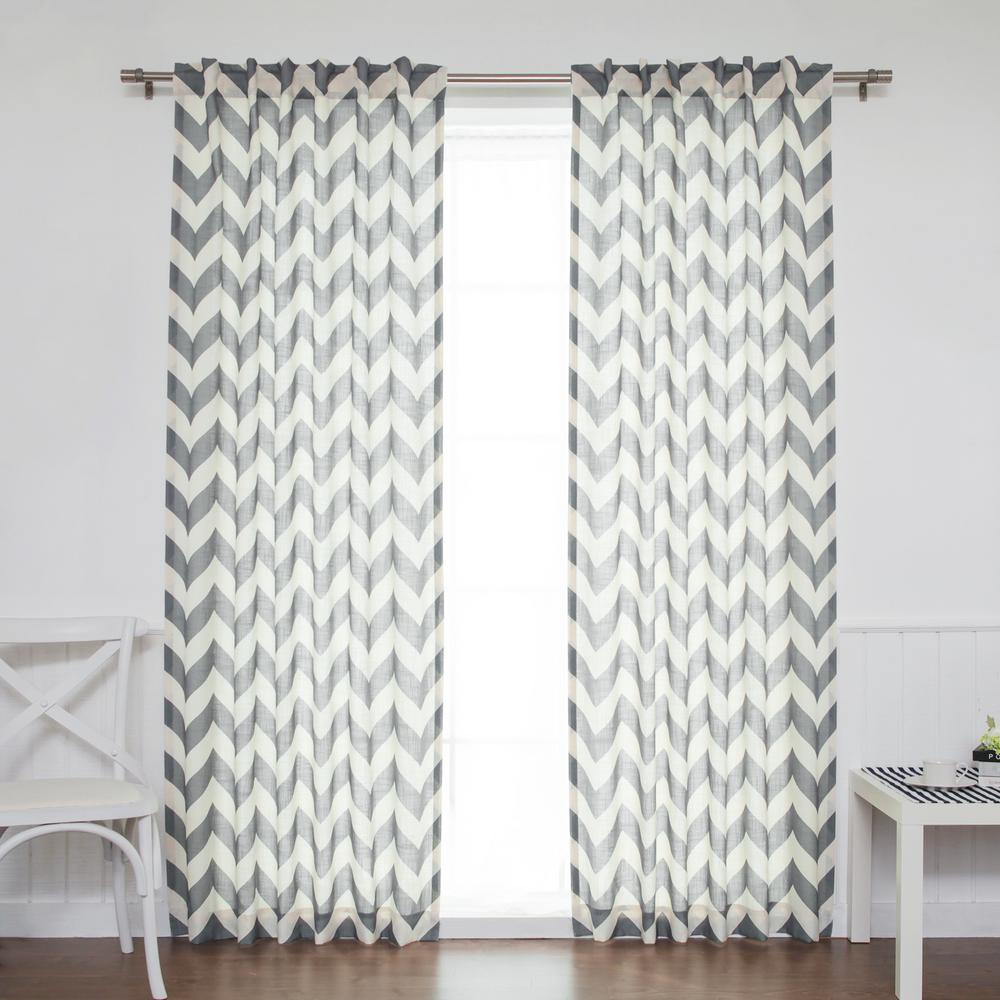 96 In L Grey Faux Linen Chevron Curtain 2 Pack Slublinen Chevr