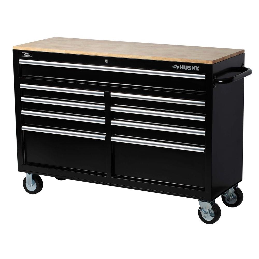 Husky 52 in. W 9Drawer Mobile Work Bench, Black75809AHR The Home Depot