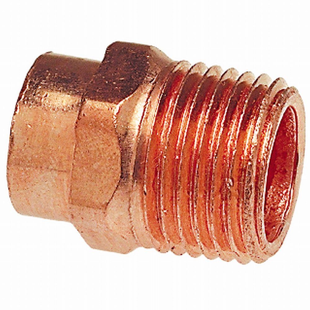 1/2 inch x 3/8 inch Copper Pressure Cup x MIPT Male Adapter