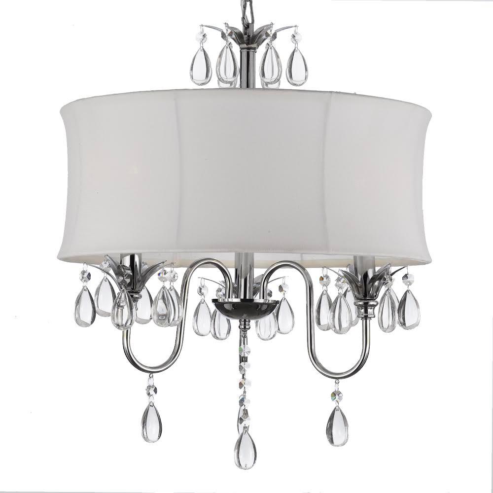 Contemporary 3 Light Chrome Chandelier With White Shade T40 167 Contemporary 3 Light Chrome Chandelier With White Shade