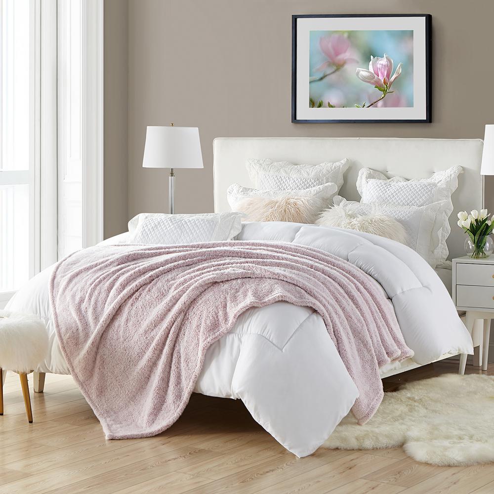 swift home 60 in. x 70 in. Rose Super Plush High Pile Faux Fur Oversized Throw Blanket, Pink was $36.99 now $22.19 (40.0% off)