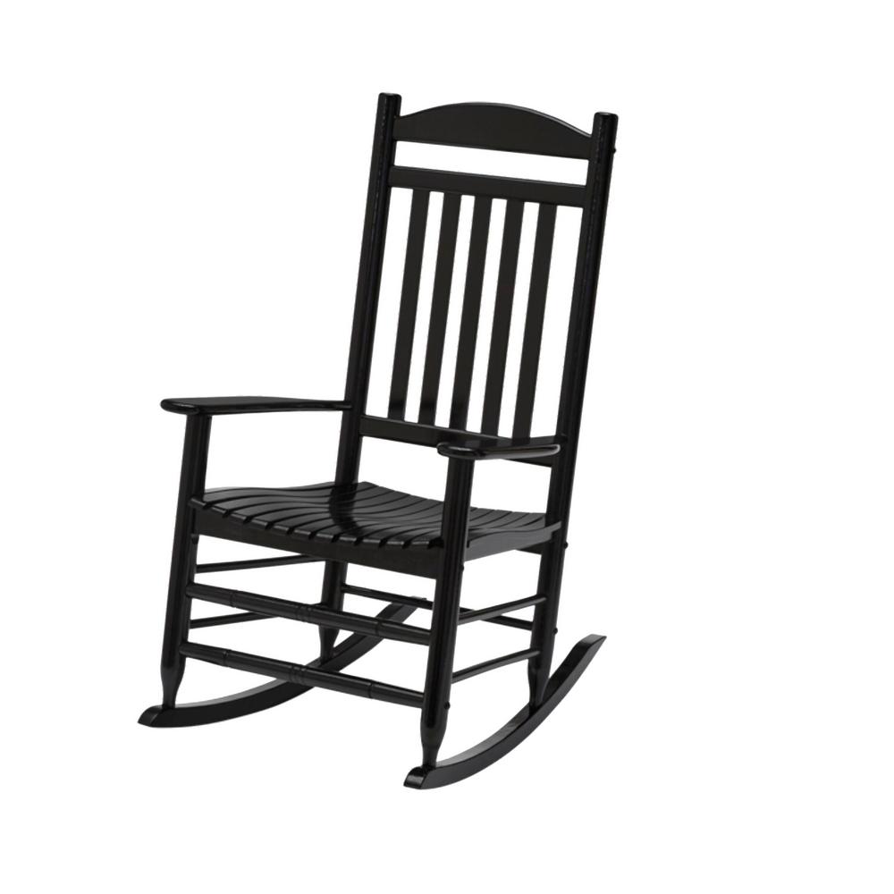 Hampton Bay Black Wood Outdoor Patio Rocking Chair-A211030300 - The